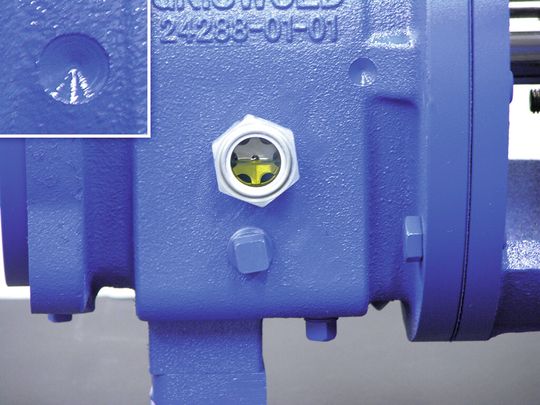 The oil level must be at the halfway point in the sight glass. (Picture: Griswold) The oil level must be at the halfway point in the sight glass. (Picture: Griswold)