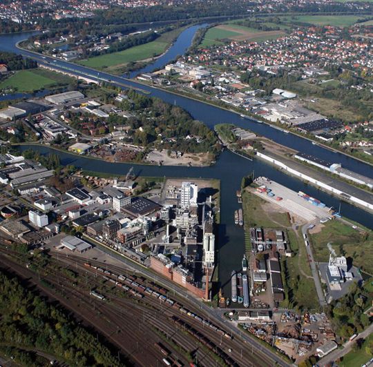 Vogelblick auf den BASF-Standort in Minden.