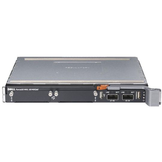 Dells 40-Gigabit-Ethernet-Switch Force10 MXL 10/40GbE ist für den Einsatz im Blade-Server-Gehäuse Poweredge M1000e vorgesehen. Dells 40-Gigabit-Ethernet-Switch Force10 MXL 10/40GbE ist für den Einsatz im Blade-Server-Gehäuse Poweredge M1000e vorgesehen.