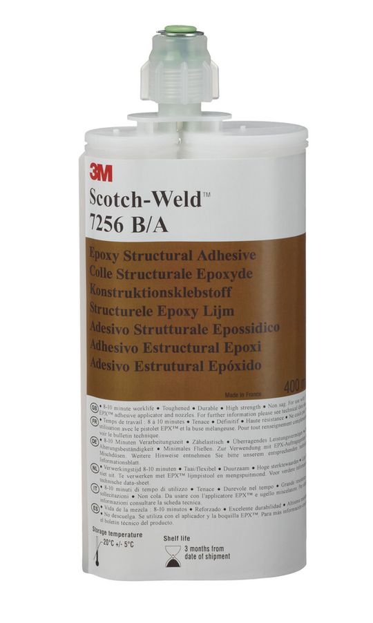 Der Klebstoff härtet bei Raumtemperatur sehr schnell aus und erreicht exzellente Zugscher- und Schälfestigkeiten von bis zu 35 MPa.