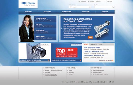 Neue Homepage von Baumer Neue Homepage von Baumer