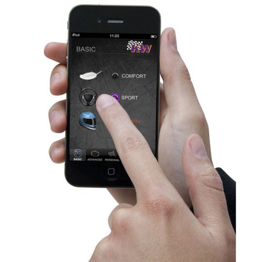 Mit dem Smartphone und der dazugehörigen App kann man ab sofort bequem Gewindefahrwerke einstellen. Mit dem Smartphone und der dazugehörigen App kann man ab sofort bequem Gewindefahrwerke einstellen.