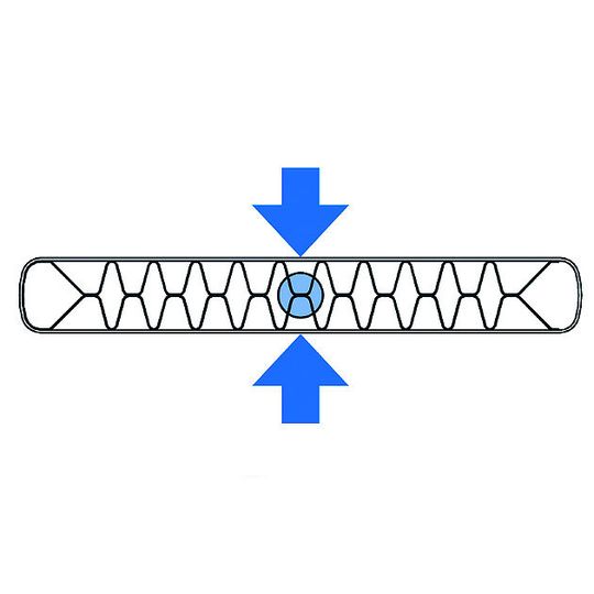 Der speziell geformte Einsatz ermöglicht die hohe mechanische Stabilität des „Online Fin Tube“.