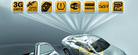 Ein Antennenmodul von Continental als Einstiegspunkt für das Ethernet – besonders für das Herunterladen von größeren Datenmengen über das Mobilfunknetz ist eine hohe Bandbreite im Fahrzeug notwendig.