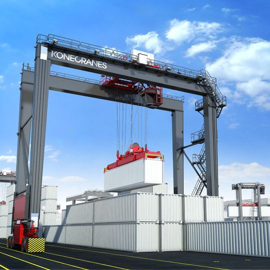 Die Hybrid-RTG von Konecranes können den Dieselverbrauch im Hafen signifikant reduzieren. Die Hybrid-RTG von Konecranes können den Dieselverbrauch im Hafen signifikant reduzieren.