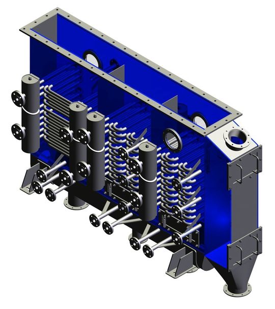 Wärmetauscher zur Trocknung von Schüttgut, parametrisch und tabellengesteuert konstruiert mit Autodesk Inventor.