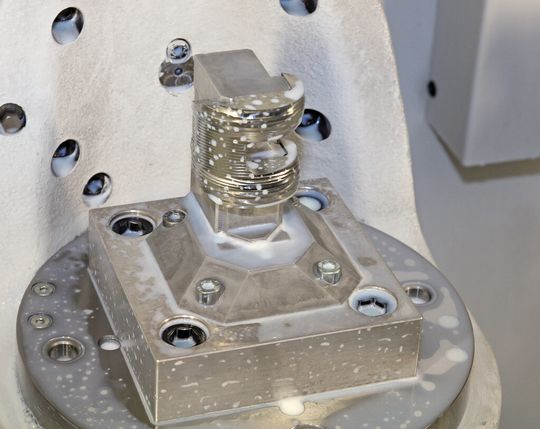 Live-Fertigung auf der Roadshow: kurze Unterbrechung des Schruppens für ein Foto.