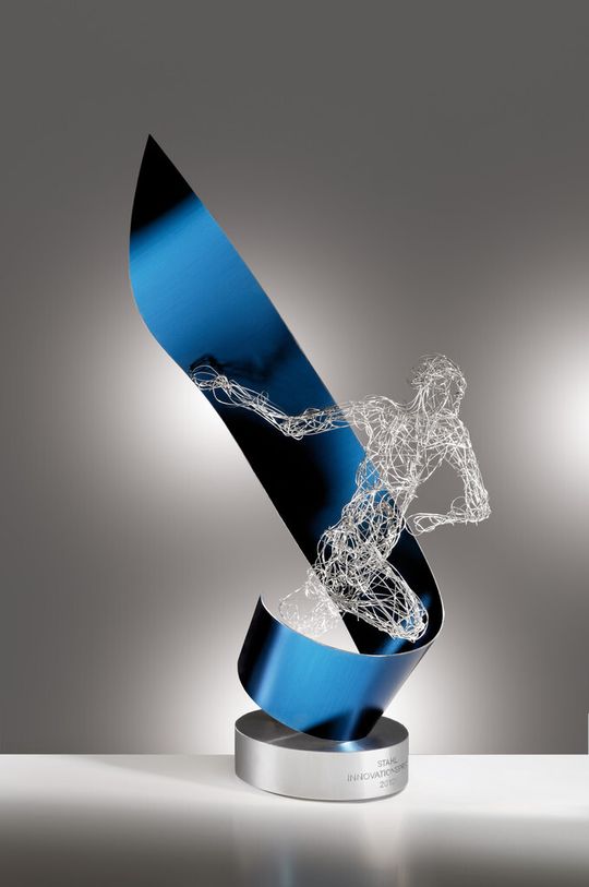 Alle Gewinner erhielten als Sachpreis eine von der Heidelberger Künstlerin Stefanie Welk geschaffene Stahl-Skulptur: den "Visionär". Alle Gewinner erhielten als Sachpreis eine von der Heidelberger Künstlerin Stefanie Welk geschaffene Stahl-Skulptur: den "Visionär".