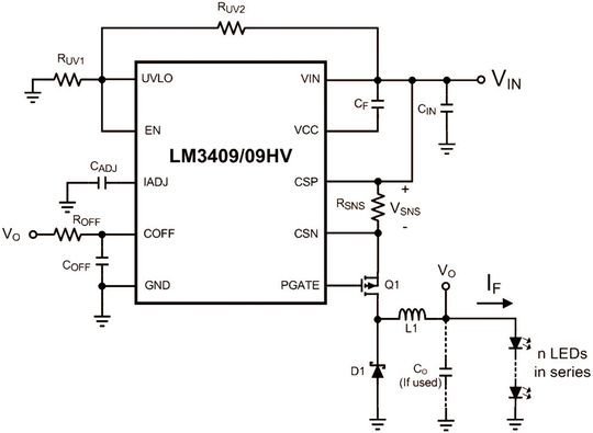 Bild 1: Hochzuverlässiger Aufwärtswandlerbaustein mit einem LED-String