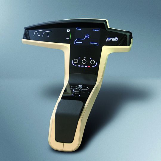 Das Mittelkonsolenkonzept der Preh GmbH mit einer Echtglasoberfläche im Black Panel Design sowie zentralem Controller mit integriertem Touchpad. Das Mittelkonsolenkonzept der Preh GmbH mit einer Echtglasoberfläche im Black Panel Design sowie zentralem Controller mit integriertem Touchpad.