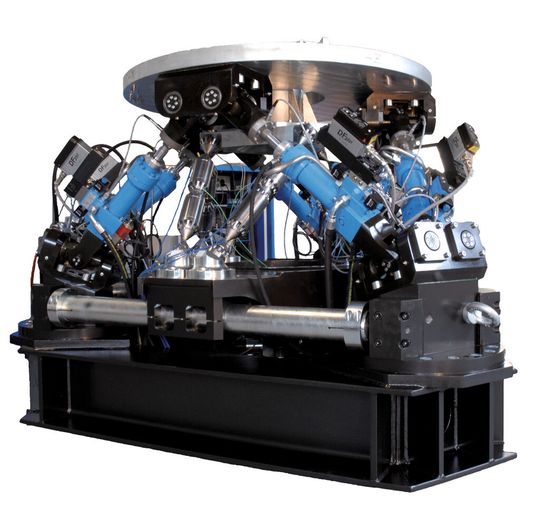 Prüfanlagen mit Hexamove: Das Hexamove-System hat sich als ideales Antriebskonzept für Prüfstände erwiesen. Je nach Aufgabe lassen sich die Antriebe in den verschiedensten Geometrien anordnen und in unterschiedlichen Grössen bauen. Die Prüfstände zeichnen sich durch hohe Präzision, hohe Dynamik und enorm viel Flexibilität aus.