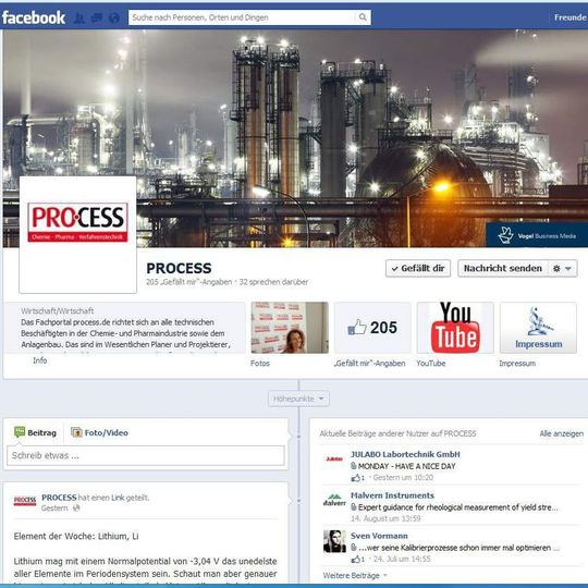 Die Pharma- und Chemieindustrie misst dem aktuellen Trend in Richtung Social Media noch keine große Bedeutung bei. Die PROCESS-Redaktion nutzt diesen zusätzlichen Kanal beispielsweise mit Mehrwert für ihre Leser.