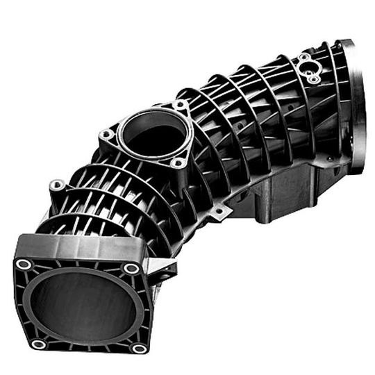 Ladeluftrohr aus Kunststoff für die Luftführung im Motorraum mit AGR-Einleitstelle aus extrem hitzebeständigem Polyamid. Die Dauertemperaturbeständigkeit beträgt bis zu 180 Grad Celsius. Ladeluftrohr aus Kunststoff für die Luftführung im Motorraum mit AGR-Einleitstelle aus extrem hitzebeständigem Polyamid. Die Dauertemperaturbeständigkeit beträgt bis zu 180 Grad Celsius.