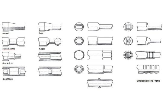 Beim Rundkneten sind hohe Umformgrade möglich. Damit ist auch die Designvielfalt groß.