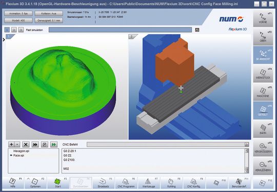 Flexium 3D wird in der Arbeitsvorbereitung ohne CNC eingesetzt, um manuell geschriebene oder durch ein CAM-System generierte Teileprogramme überprüfen und optimieren zu können. Flexium 3D wird in der Arbeitsvorbereitung ohne CNC eingesetzt, um manuell geschriebene oder durch ein CAM-System generierte Teileprogramme überprüfen und optimieren zu können.