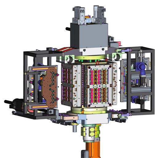 Cycle times in one application are at least 30% shorter than in injection processes using standard moulds thanks to stack-turning technology. Cycle times in one application are at least 30% shorter than in injection processes using standard moulds thanks to stack-turning technology.