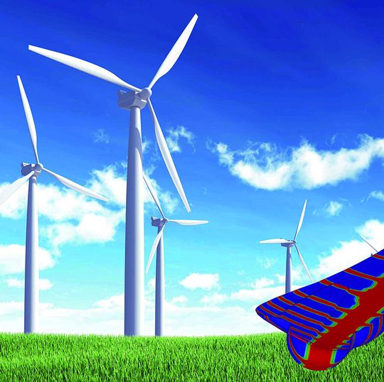 Bild 1: Die Simulation der Herstellung eines Rotorblattes für Windenergieanlagen aus Faserverbundwerkstoffen erleichtert die Fertigung.