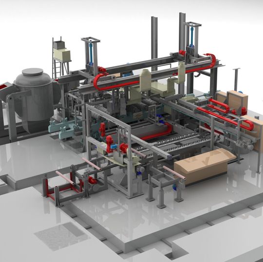 Simulation einer Mehrstationen-Schleudergussanlage.