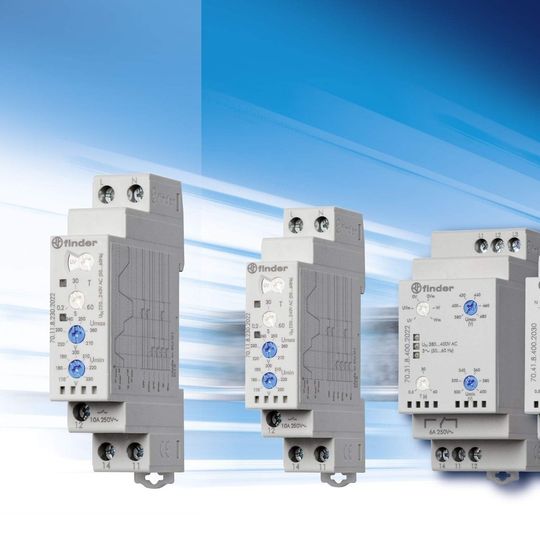 Finder hat eine neue Serie von elektronischen Überwachungsrelais für 1- und 3-phasige Anwendungen. Finder hat eine neue Serie von elektronischen Überwachungsrelais für 1- und 3-phasige Anwendungen.