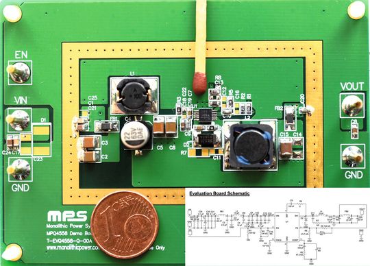 Der MPQ4560: für den automotive-qualifizierten Abwärtswandler gibt es ein eigenes Evaluation-Board Der MPQ4560: für den automotive-qualifizierten Abwärtswandler gibt es ein eigenes Evaluation-Board