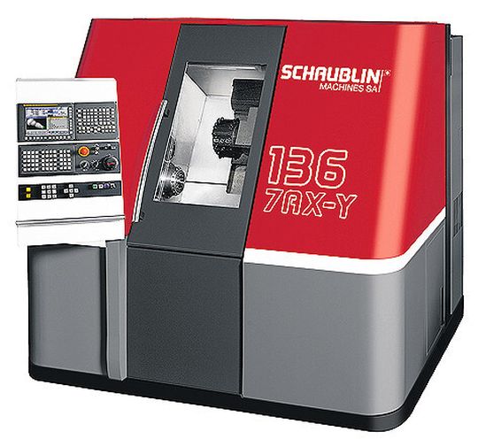 Im Bild die Schaublin-Präzisions-Drehmaschine 136-7 AX-Y102. Schaublin integriert neu auch Schleiffunktionen in die Maschinen. Im Bild die Schaublin-Präzisions-Drehmaschine 136-7 AX-Y102. Schaublin integriert neu auch Schleiffunktionen in die Maschinen.
