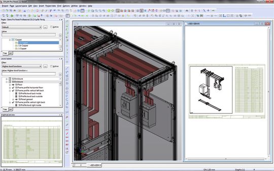 Eplan Pro Panel Professional «Copper» - Conception de l'assemblage en 3D, construction du jeu de barres, génération automatique de dessins d'exécution et exportation des informations de commande. Eplan Pro Panel Professional «Copper» - Conception de l'assemblage en 3D, construction du jeu de barres, génération automatique de dessins d'exécution et exportation des informations de commande.