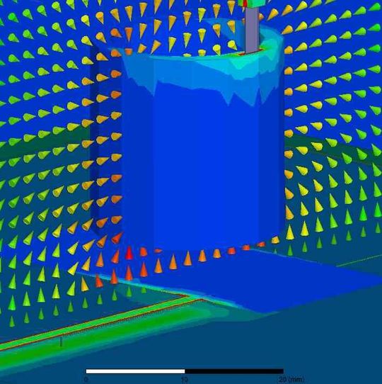 Mithilfe der Simulationssoftware HFSS V.15 von Ansoft/Ansys wurde ein einfacher PCB-Prüfling mitsamt dem Prüfaufbau in Anlehnung an EN 61000-4-2 verschiedenen Zeitbereichssimulationen unterzogen. Mithilfe der Simulationssoftware HFSS V.15 von Ansoft/Ansys wurde ein einfacher PCB-Prüfling mitsamt dem Prüfaufbau in Anlehnung an EN 61000-4-2 verschiedenen Zeitbereichssimulationen unterzogen.