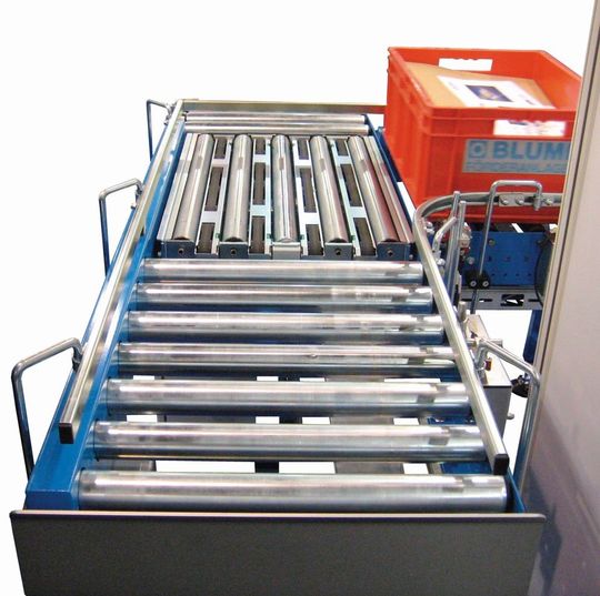 Kombinierter Flachriemen- und Rollen-Hubumsetzer. Kombinierter Flachriemen- und Rollen-Hubumsetzer.