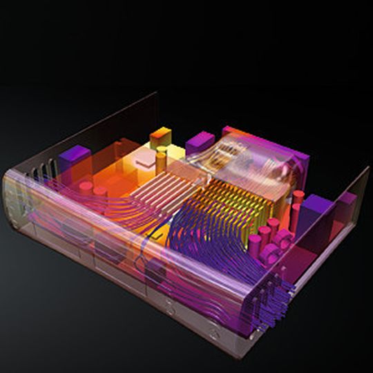 Bild 1: Mit CFD-Simulation lässt sich die Wärmeübertragung oder Kühlung innerhalb komplexer Bauteile darstellen und schon vor dem Bau des erstens Prototypes mögliche Probleme beheben. Bild 1: Mit CFD-Simulation lässt sich die Wärmeübertragung oder Kühlung innerhalb komplexer Bauteile darstellen und schon vor dem Bau des erstens Prototypes mögliche Probleme beheben.