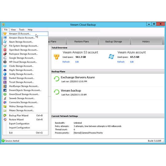 Veeam Backup Cloud Edition unterstützt 15 Cloud-Speicherdienste. Veeam Backup Cloud Edition unterstützt 15 Cloud-Speicherdienste.