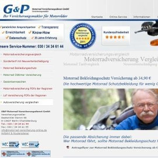 Sreenshot der Homepage von www.motorrad-versicherung-online.de, welche das Produkt Motorradbekleidungs-Versicherung beschreibt. Sreenshot der Homepage von www.motorrad-versicherung-online.de, welche das Produkt Motorradbekleidungs-Versicherung beschreibt.