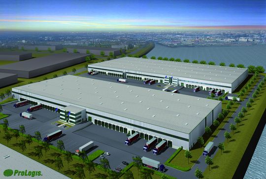 Insgesamt 10 ha Entwicklungsfläche umfasst der neue Logistikpark von Prologis im Hamburger Hafen. Das letzte Gebäude soll im März diesen Jahres fertig sein. Bild: Prologis Insgesamt 10 ha Entwicklungsfläche umfasst der neue Logistikpark von Prologis im Hamburger Hafen. Das letzte Gebäude soll im März diesen Jahres fertig sein. Bild: Prologis