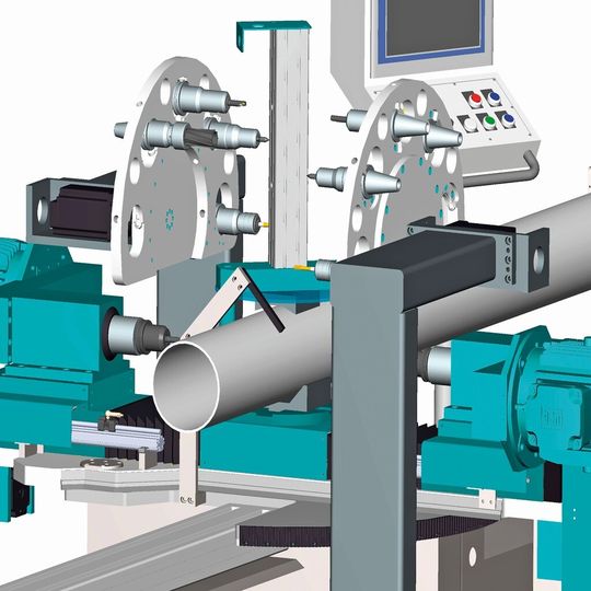 Bild 1: Die Rohrbohrmaschine RBV-20 mit Werkzeugwechsler ist nach den Prinzipien der Lean-Automatisierung aufgebaut. Bild 1: Die Rohrbohrmaschine RBV-20 mit Werkzeugwechsler ist nach den Prinzipien der Lean-Automatisierung aufgebaut.