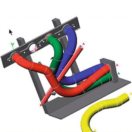 Bild 1: Die Rohrbiegesoftware Tezet-CAD optimiert die Zusammenarbeit zwischen Konstruktion und dem Bediener der Biegemaschine. Bild 1: Die Rohrbiegesoftware Tezet-CAD optimiert die Zusammenarbeit zwischen Konstruktion und dem Bediener der Biegemaschine.