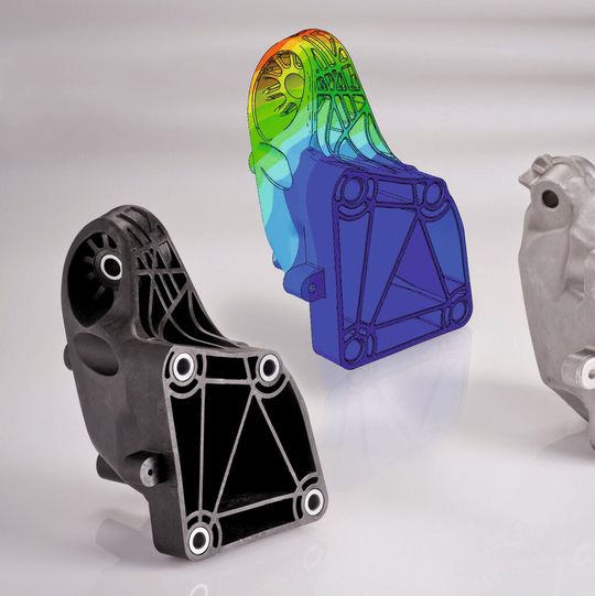 Gegenüber dem Vorgängerträger aus Aluminium bietet das genauso belastbare Kunststoffbauteil bessere akustische Eigenschaften, höhere Wärmeisolierung und einen deutlichen Gewichtsvorteil.