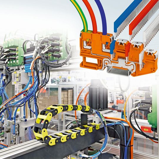 Bild 1: Sensor-Aktor-Klemmen erschließen mit der Push-in-Technik mehr Platz bei der Verdrahtung maschinentechnischer Funktionen – das erleichtert die Montage wesentlich.