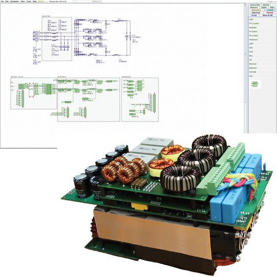 Bild 1: Realisierung und GeckoCIRCUITS-Simulationsmodell eines SWISS-Rectifiers Bild 1: Realisierung und GeckoCIRCUITS-Simulationsmodell eines SWISS-Rectifiers
