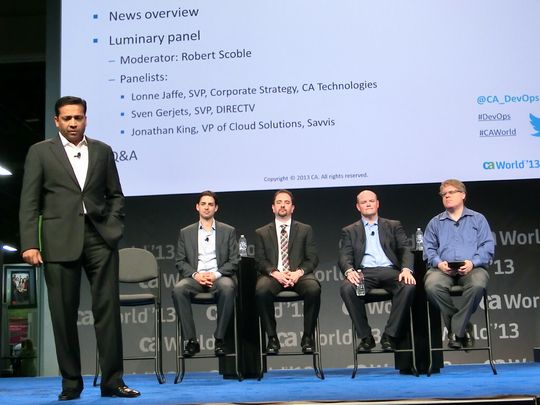 Die Herren werben für DevOps, ganz links: Lonne Jaffe, SVP Corporate Strategy von CA Technologies. Die Herren werben für DevOps, ganz links: Lonne Jaffe, SVP Corporate Strategy von CA Technologies.