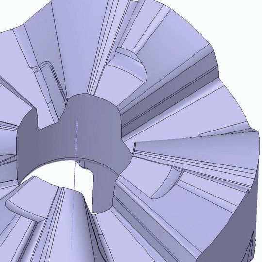 Der Screen-Shot zeigt ein Nockenteil aus der Automobilindustrie, das in Spaceclaim angepasst und für die Fertigung optimiert wurde.