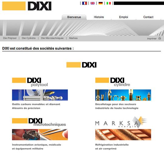 Vue du site web du groupe DIXI, www.dixi.ch Vue du site web du groupe DIXI, www.dixi.ch
