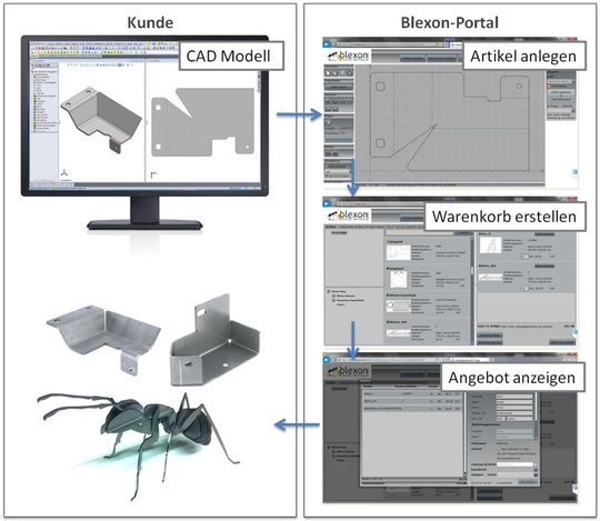 Bestellprozess auf dem Online-Portal von Blexon. Bestellprozess auf dem Online-Portal von Blexon.