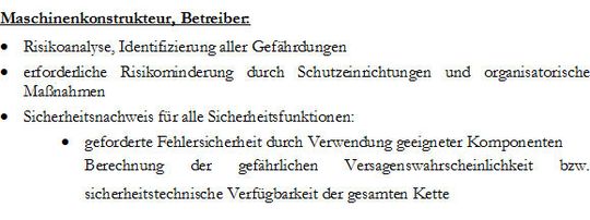 Auszug aus der Checkliste: Normenübergreifende Angaben Maschinenkonstrukteur, Betreiber. Auszug aus der Checkliste: Normenübergreifende Angaben Maschinenkonstrukteur, Betreiber.