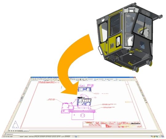 Abb. 1: Sicher gespeichert: Mit der neuen Funktion DWG TrueConnect speichert der Inventor-Anwender Zeichnungsansichten direkt in DWG-Dateien. Abb. 1: Sicher gespeichert: Mit der neuen Funktion DWG TrueConnect speichert der Inventor-Anwender Zeichnungsansichten direkt in DWG-Dateien.