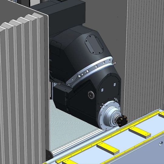 Der automatische Kopf mit 45º-Ebene schwenkt schnell und präzise über zwei kontinuierliche NC-Achsen – welche auch simultan eingesetzt werden können, heißt es vom Hersteller.