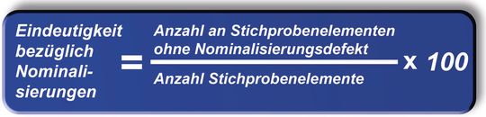 Formel 1: Die Eindeutigkeit der Nominalisierungen in Anforderungstexten ist ein wichtiges Kriterium für die Qualitätsbestimmung.