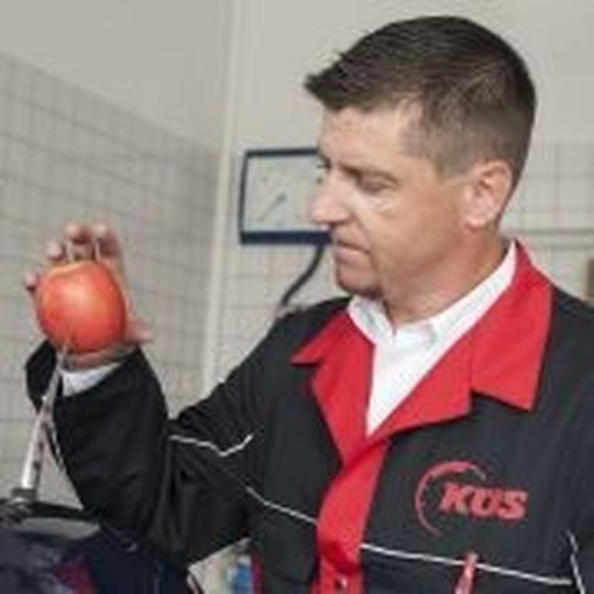 Der KÜS-Prüfer demonstriert wie gefährlich sogenannte Samurai-Antennen sein können – der Apfel hatte keine Überlebenschance. Der KÜS-Prüfer demonstriert wie gefährlich sogenannte Samurai-Antennen sein können – der Apfel hatte keine Überlebenschance.