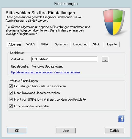 In den Einstellungen passen Administratoren Get WSUS-Content an die eigenen Bedürfnisse an.