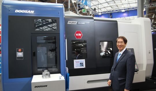 Doosan VP Jaeyoon Lee said he was pleased with the customer reception of the new Puma SMX machines at EMO Hannover Doosan VP Jaeyoon Lee said he was pleased with the customer reception of the new Puma SMX machines at EMO Hannover
