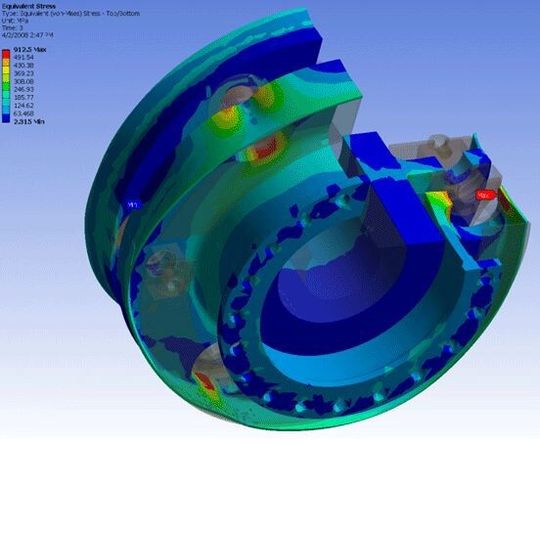Vue d'un roulement à bille avec ANSYS. Vue d'un roulement à bille avec ANSYS.