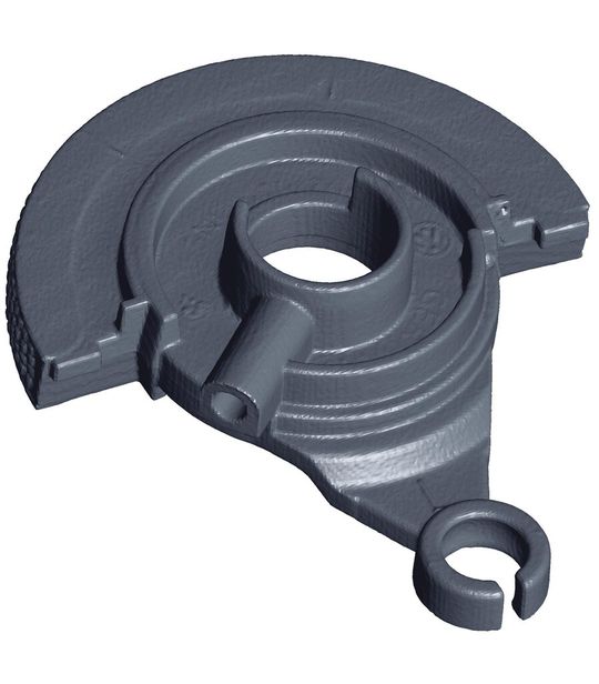 Die Computertomographie-Workstation scannt das Betätigungsrad.